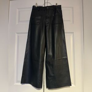 Zara cropped leather wide leg pants.